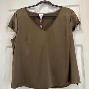 Brown satin shirt ,size 14